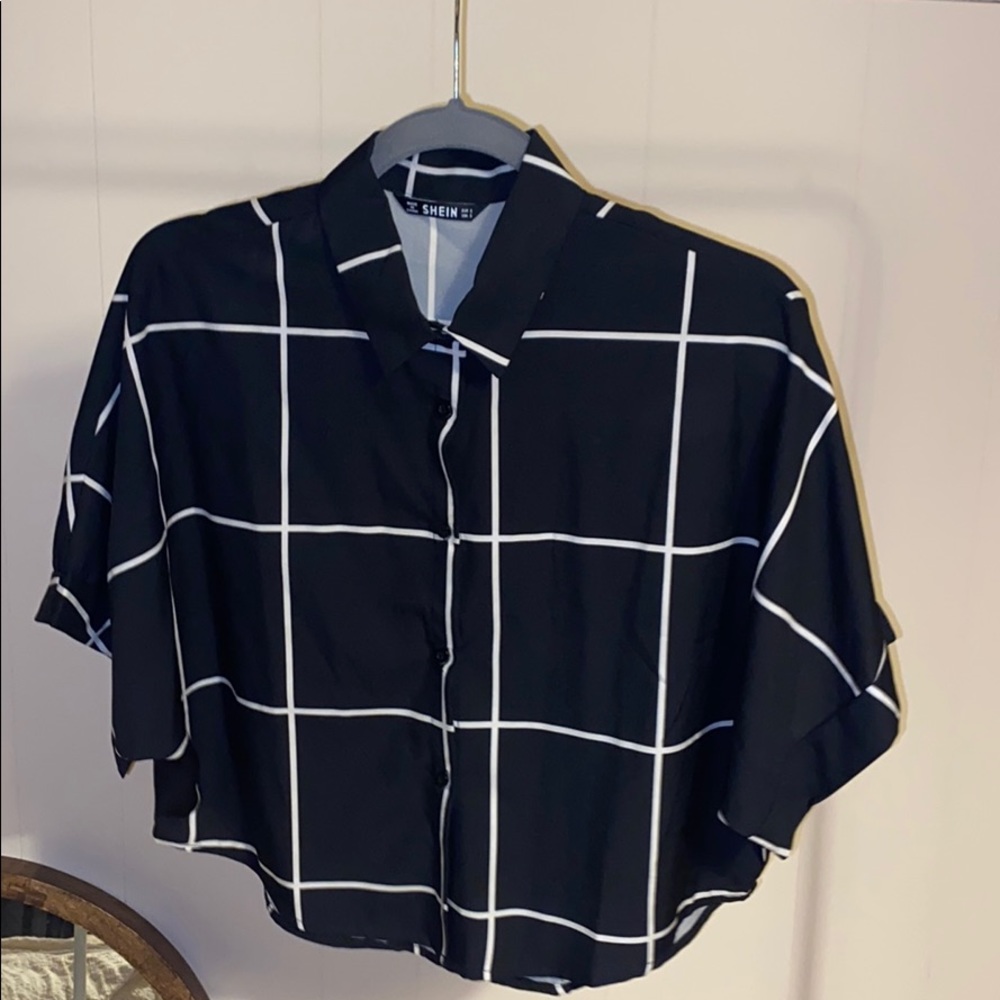 Crop plaid top short sleeve